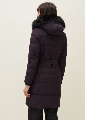 Phase Eight Leonor Tie Belt Puffer Coats Purple USA | 7802564-GN